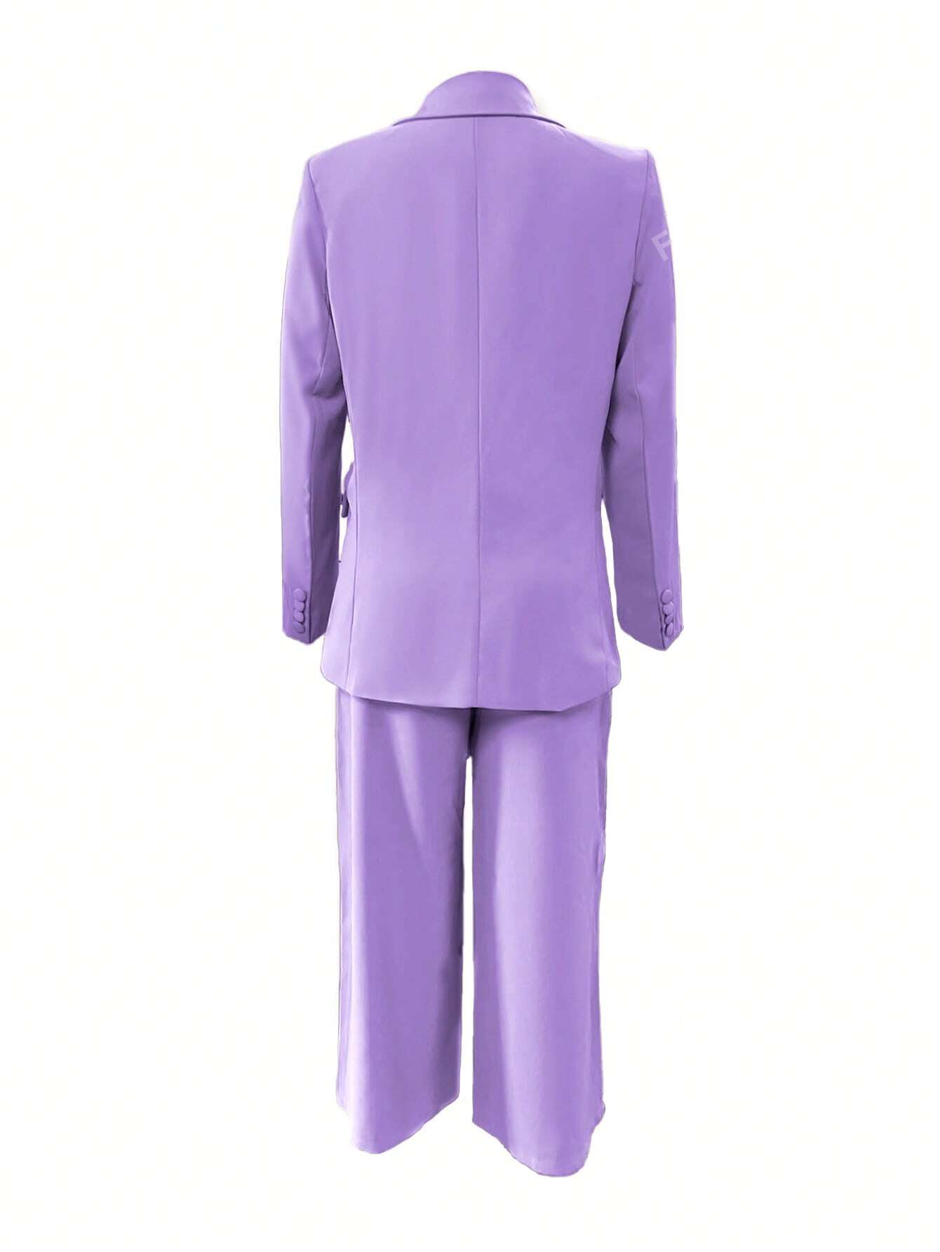 Elegant Flat Lapel Single Button Suit Jacket And Wide Leg Pants Set