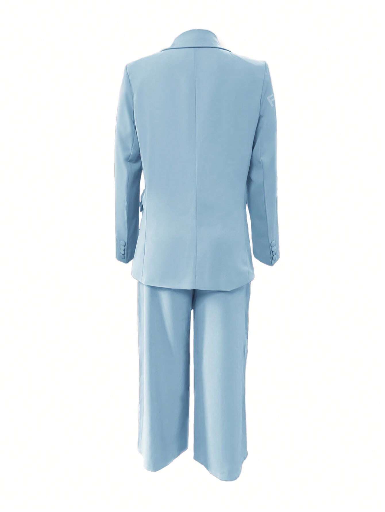 Elegant Flat Lapel Single Button Suit Jacket And Wide Leg Pants Set