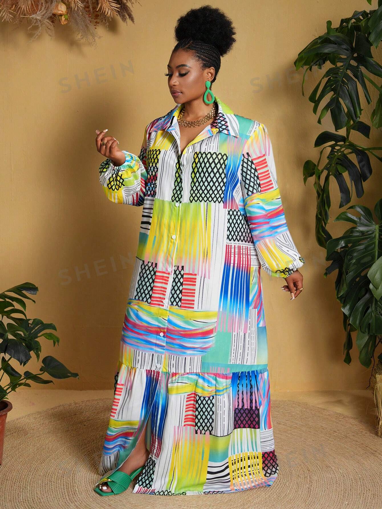 Slayr Slayr Daily Casual Plus Size Printed Dress For Women