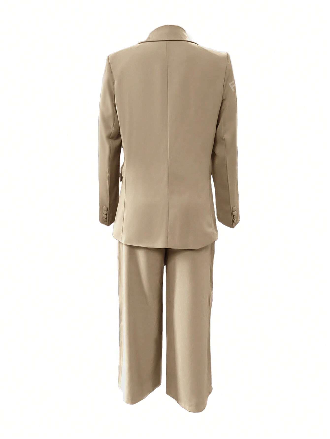 Elegant Flat Lapel Single Button Suit Jacket And Wide Leg Pants Set