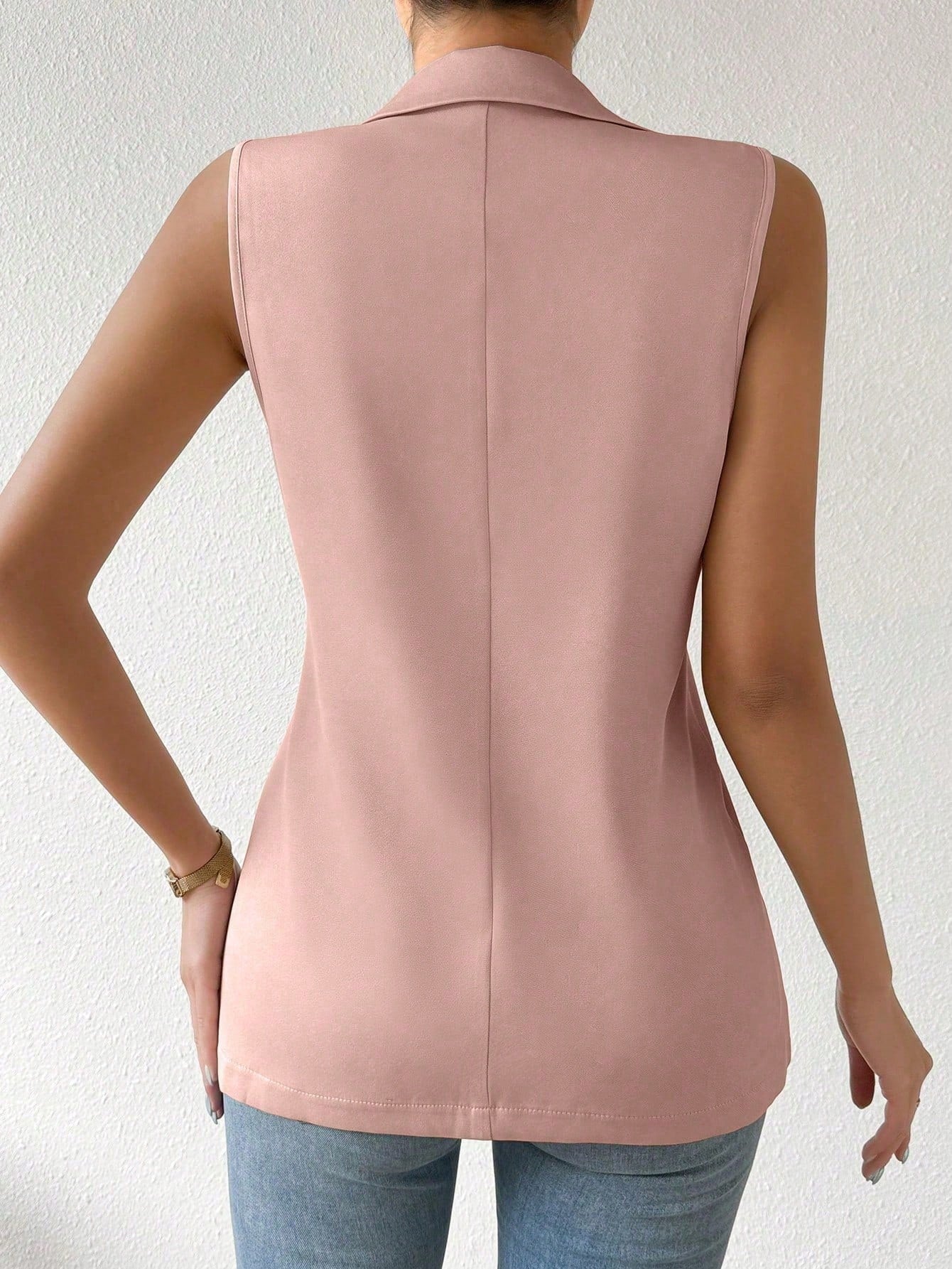 Frenchy Women's Spring Summer Sleeveless Blazer Jacket With One-Button Closure And Lapel Collar