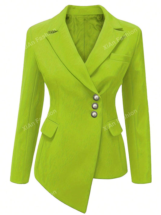 Women Asymmetrical Hem Blazer Jacket