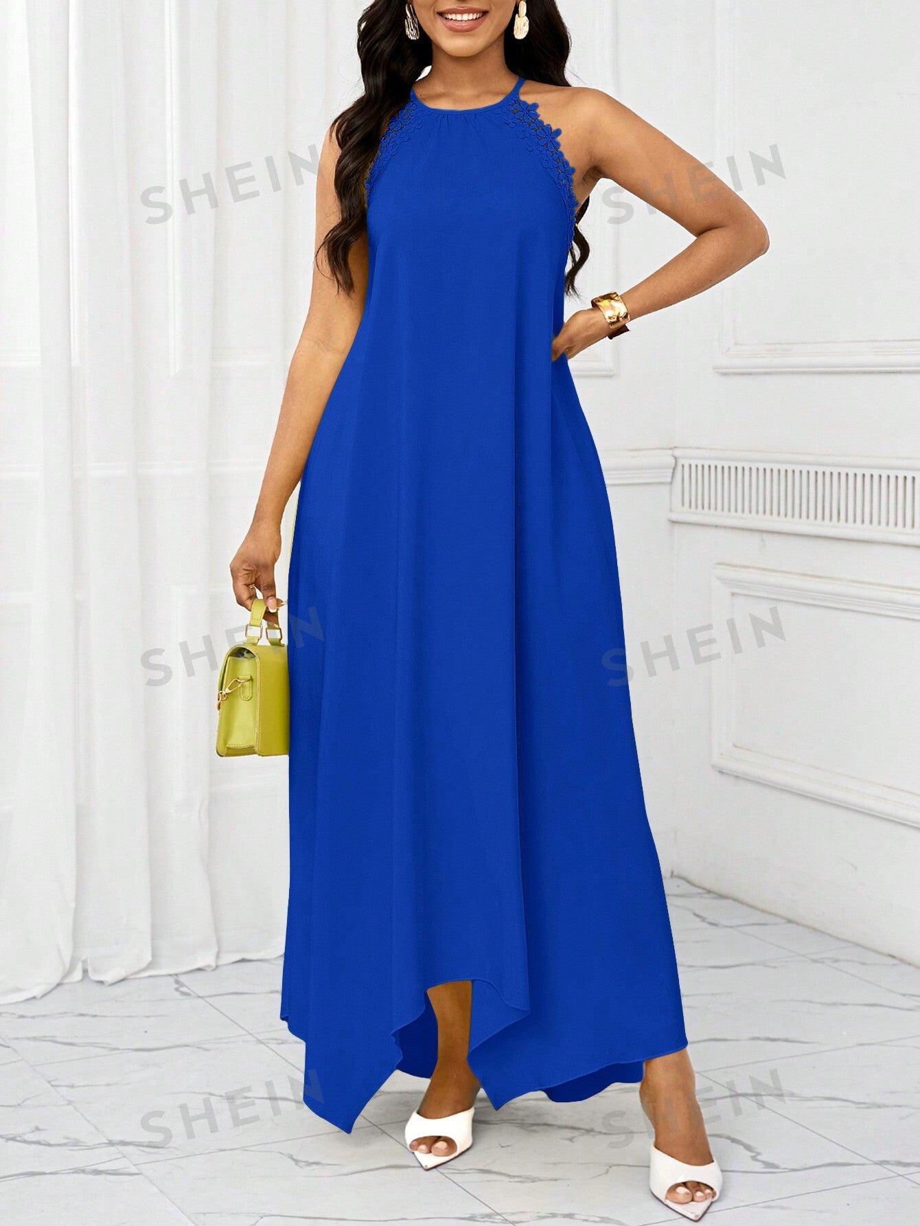 Lady Women Holiday Casual Halter Neck Dress