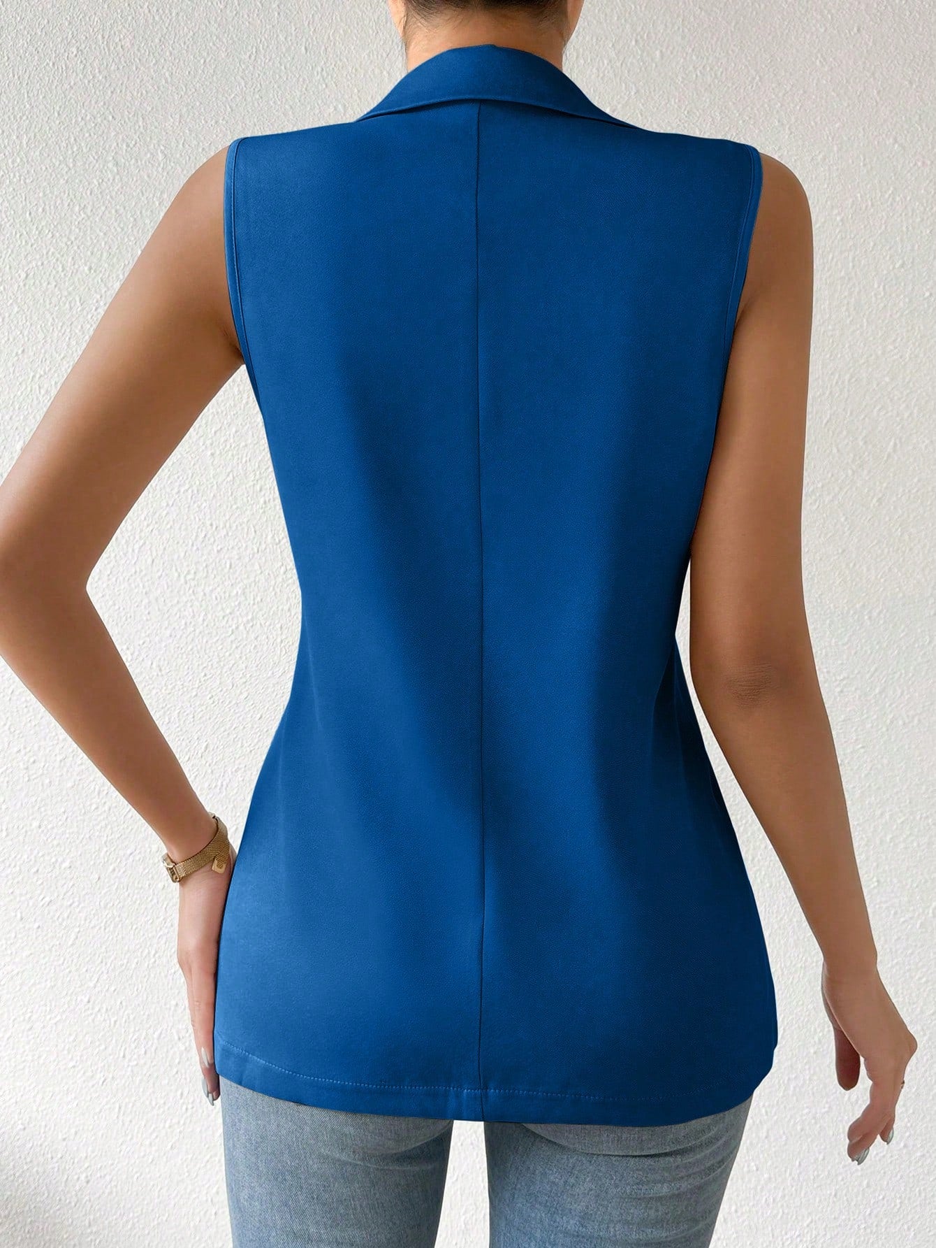 Frenchy Women's Spring Summer Sleeveless Blazer Jacket With One-Button Closure And Lapel Collar