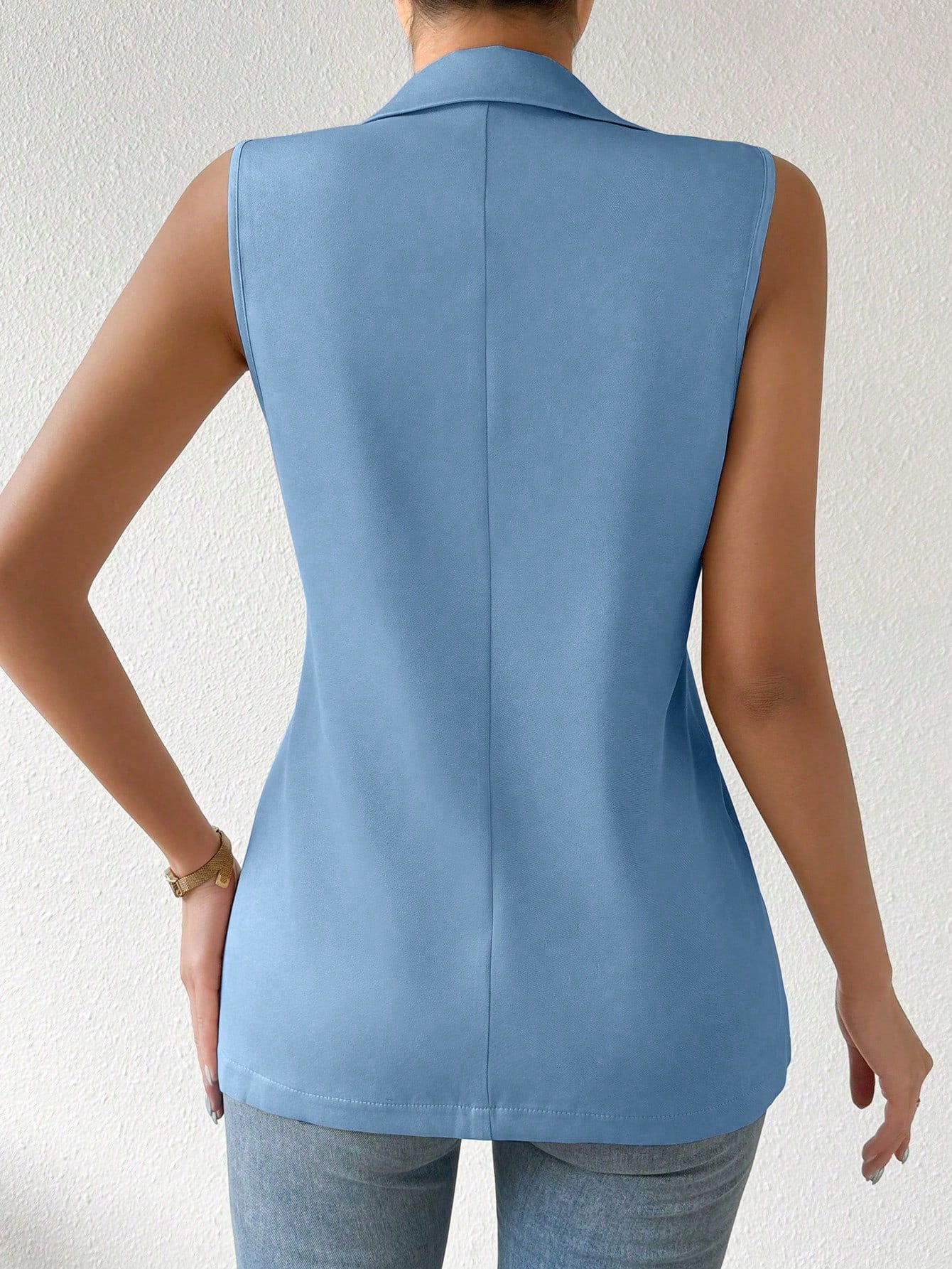 Frenchy Women's Spring Summer Sleeveless Blazer Jacket With One-Button Closure And Lapel Collar