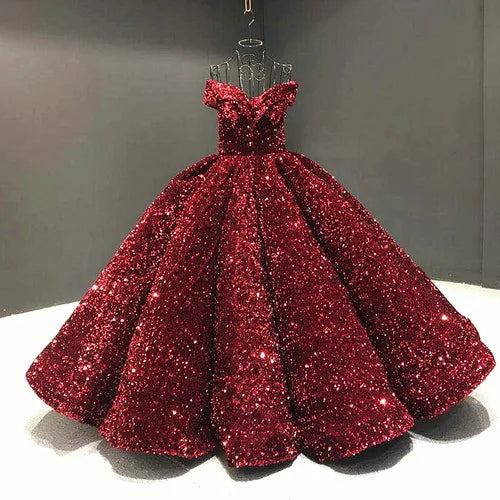 Sequin Prom Dress Handmade Luxury For Wedding Ball Gown Off Shoulder V-neck Real Pictures Evening Dresses vestidos de noite