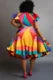 Women's Plus Size Party Vintage Multicolor satin dress