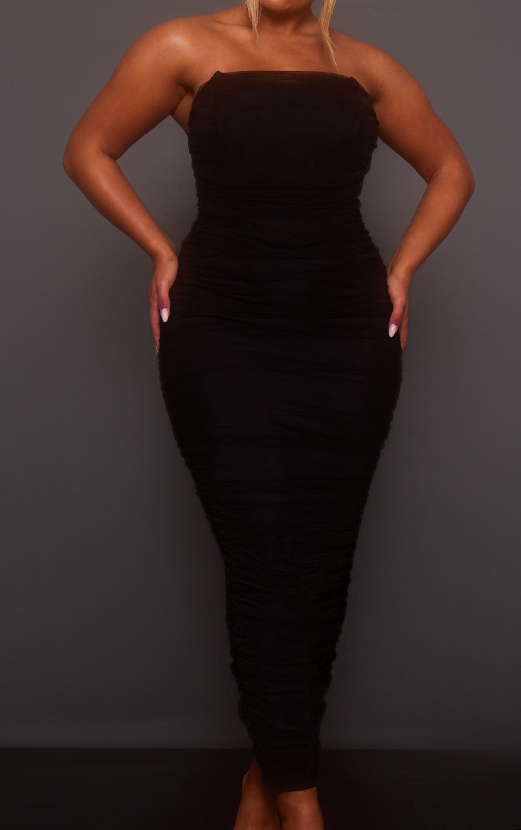 Shape Black Mesh Corset Bandeau Maxi Dress