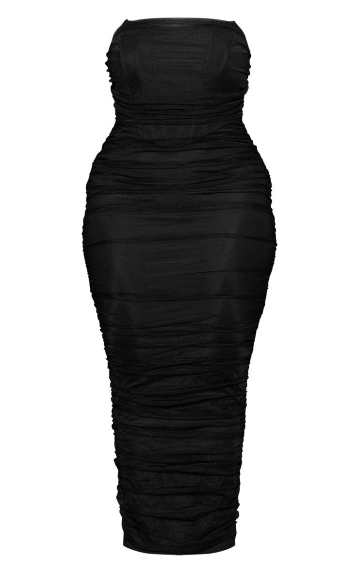 Shape Black Mesh Corset Bandeau Maxi Dress